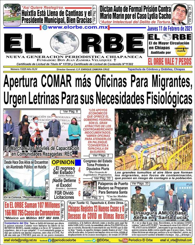 Portada de El Orbe (México)