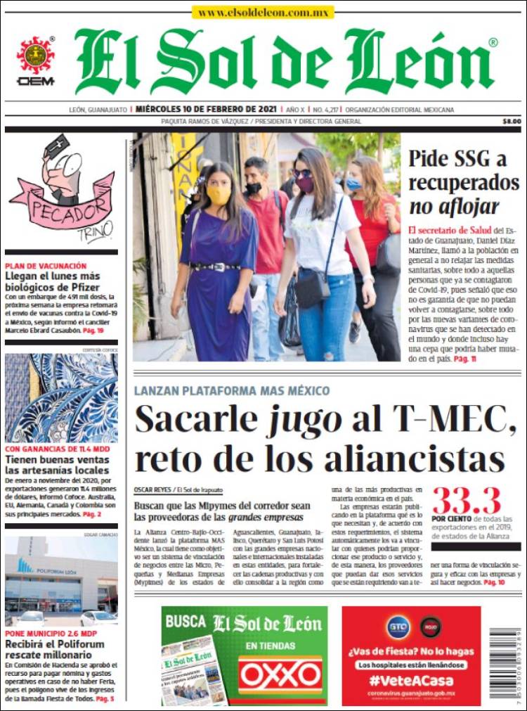 Portada de El Sol de León (México)