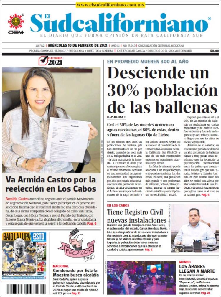 Portada de El Sudcaliforniano (México)