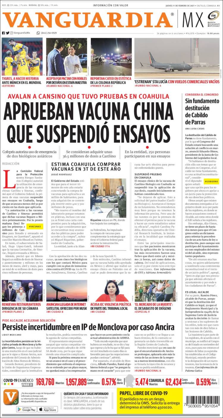 Portada de Vanguardia (México)