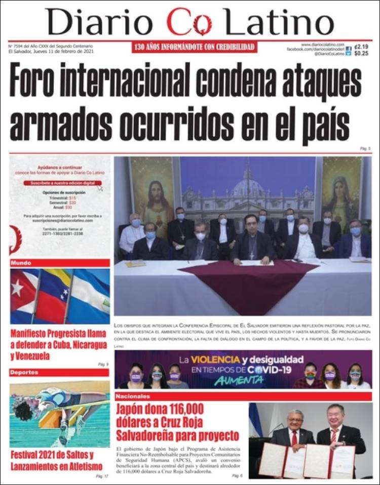 Portada de Diario Co Latino (El Salvador)