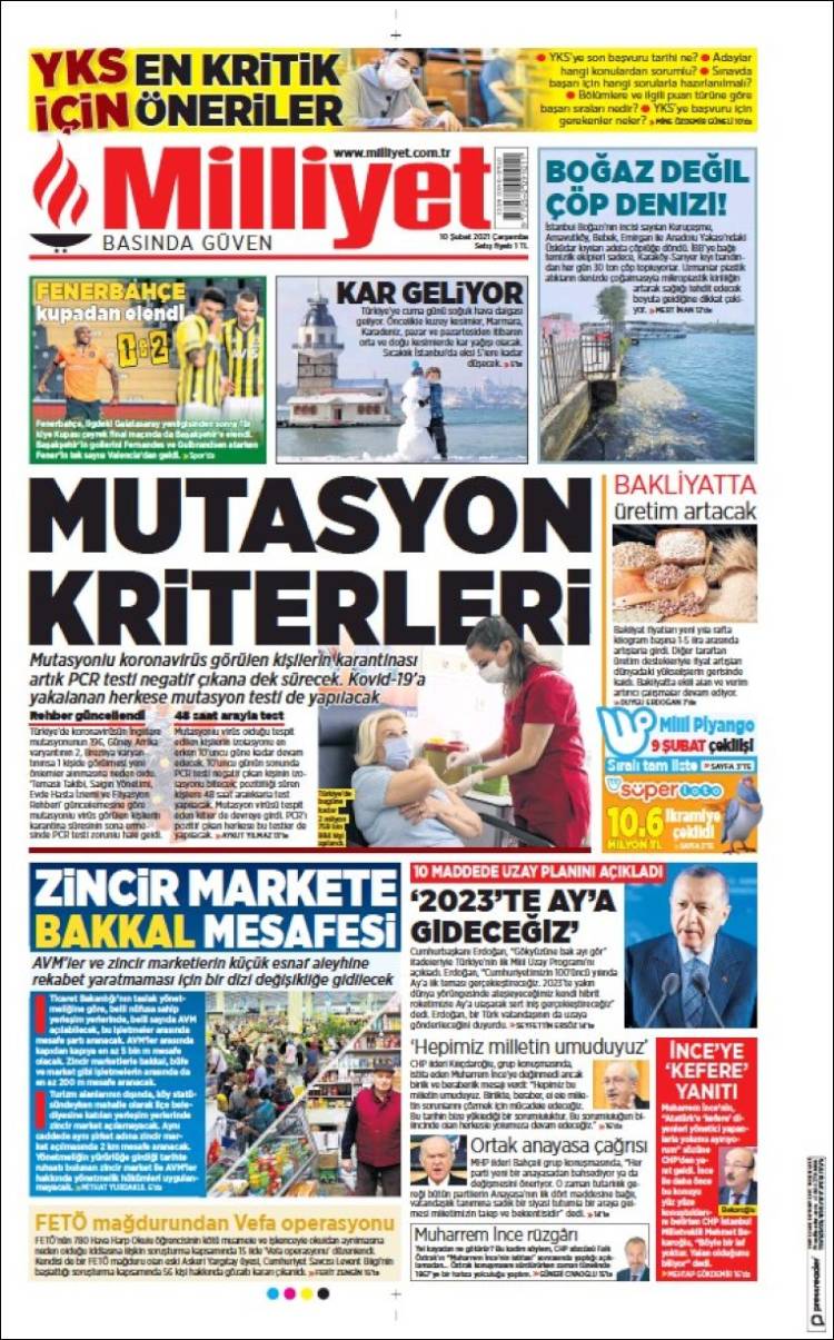 Portada de Milliyet (Turqu&iacute;a)