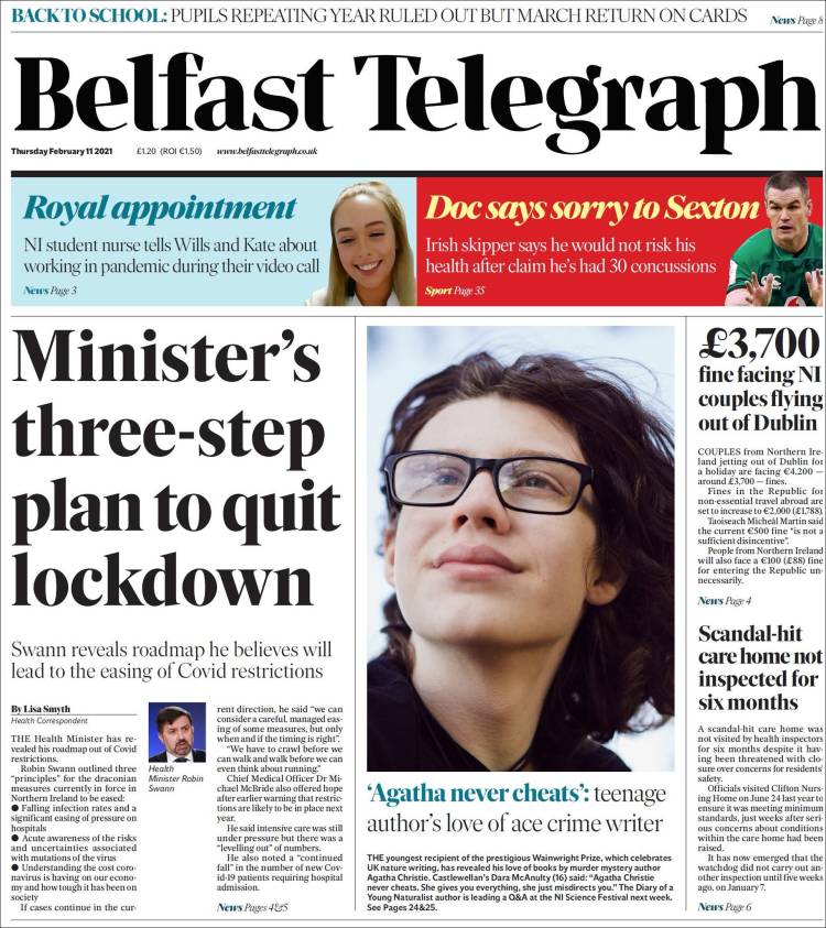 Portada de Belfast Telegraph (Reino Unido)