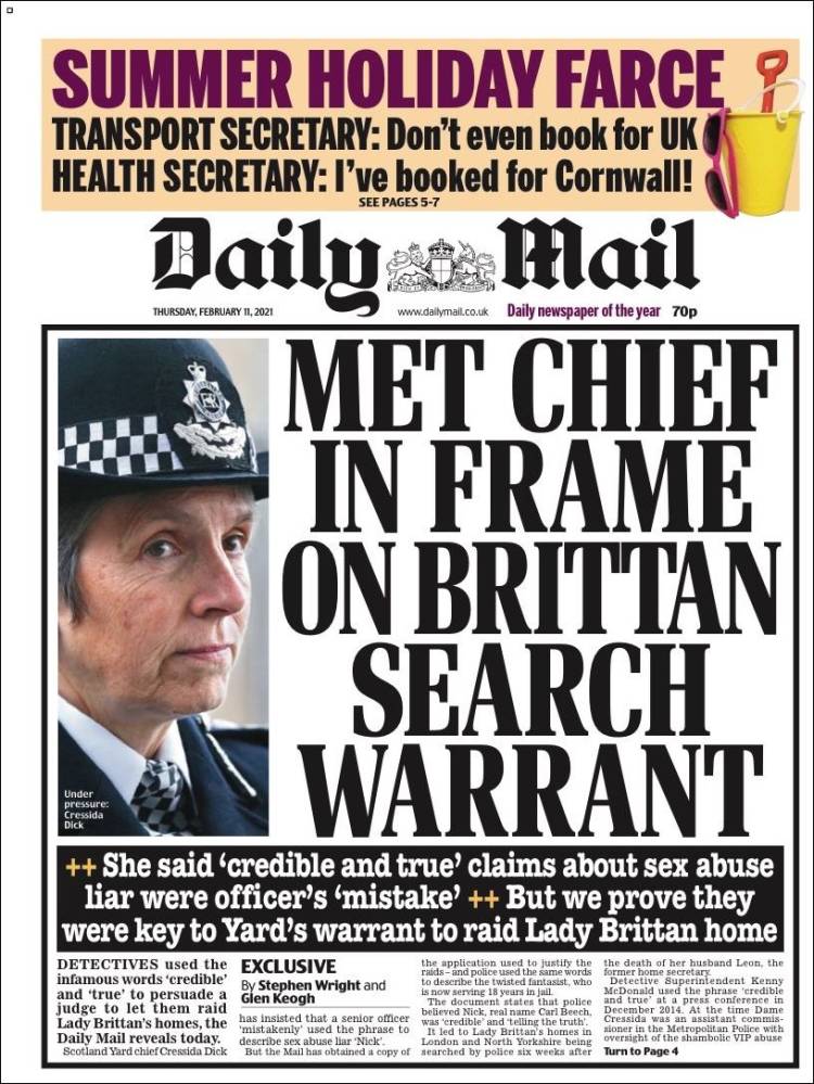 Portada de Daily Mail (Reino Unido)
