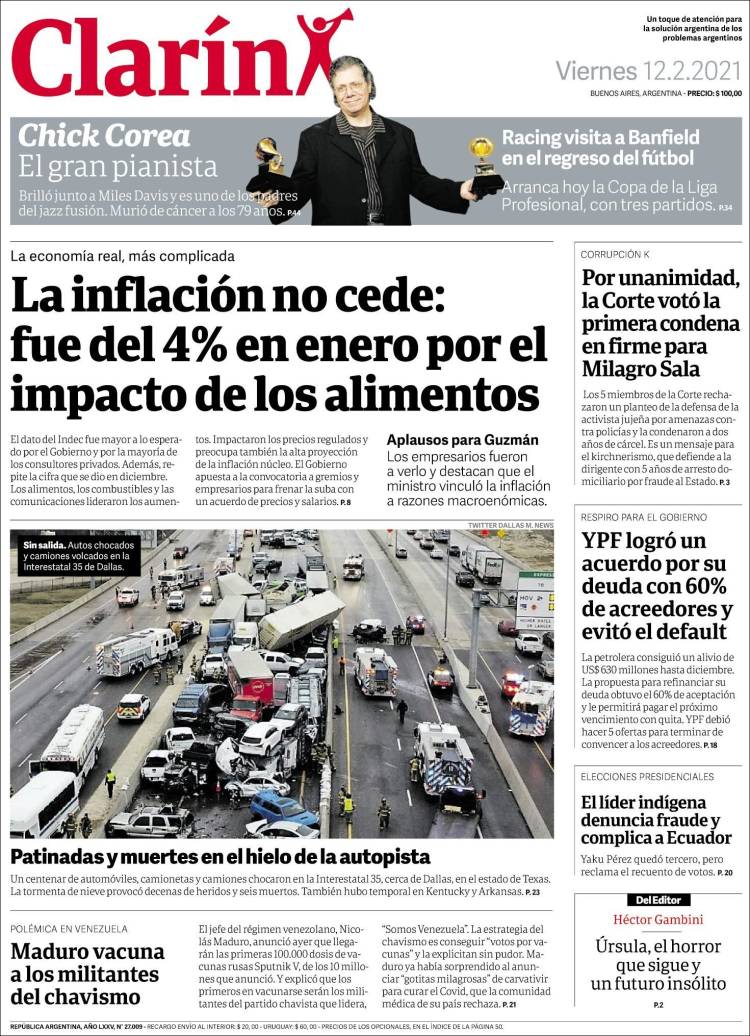 Portada de Clarín (Argentina)