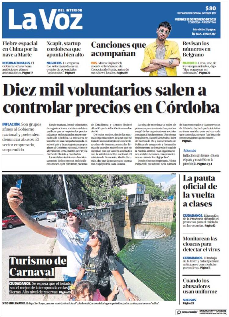 Portada de La Voz del Interior (Argentina)