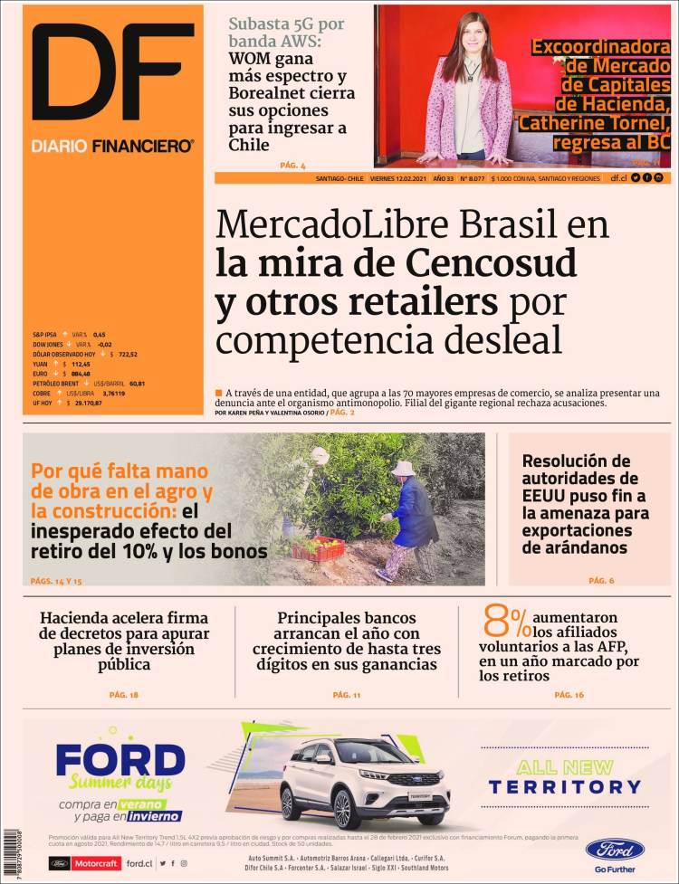 Portada de Diario Financiero (Chile)