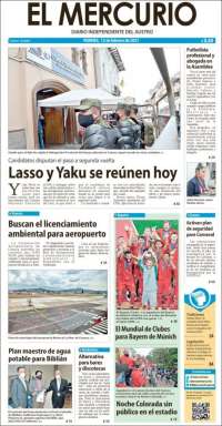 Portada de Diario El Mercurio (Équateur)