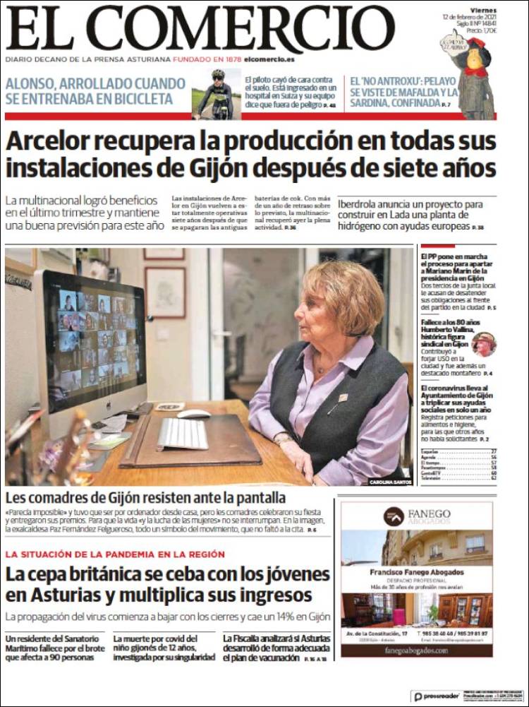 Portada de El Comercio - Gijón (Espa&ntilde;a)