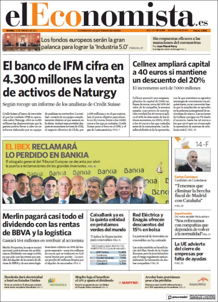 Portada de El Economista (Espa&ntilde;a)