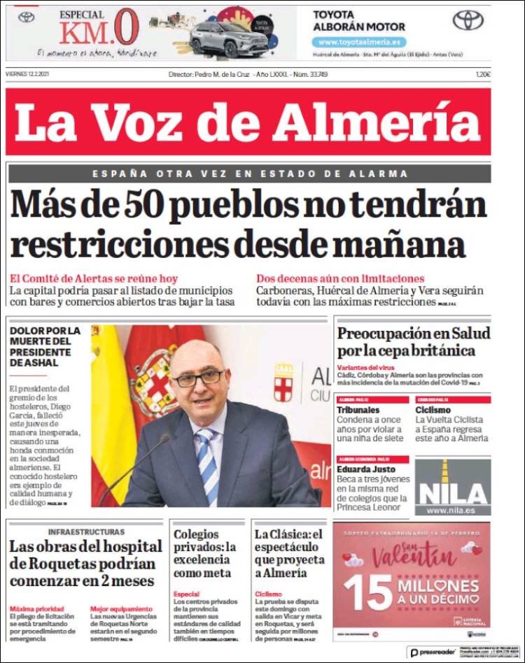 Portada de La Voz de Almería (Espa&ntilde;a)