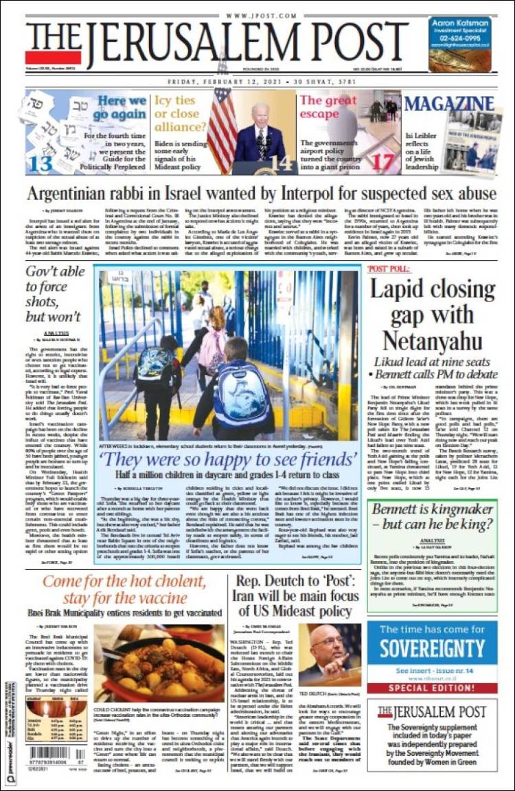 Portada de The Jerusalem Post (Israel)