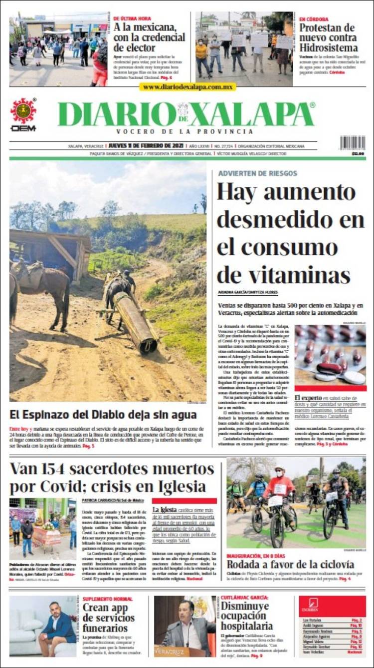 Portada de Diario de Xalapa (Mexique)
