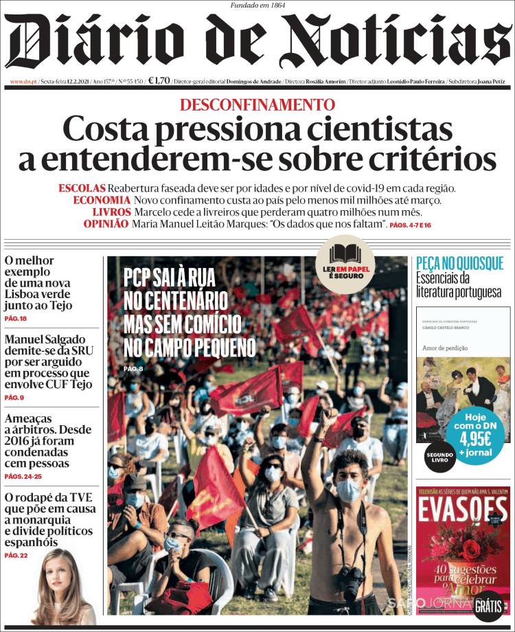 Portada de Diário de Noticias (Portugal)