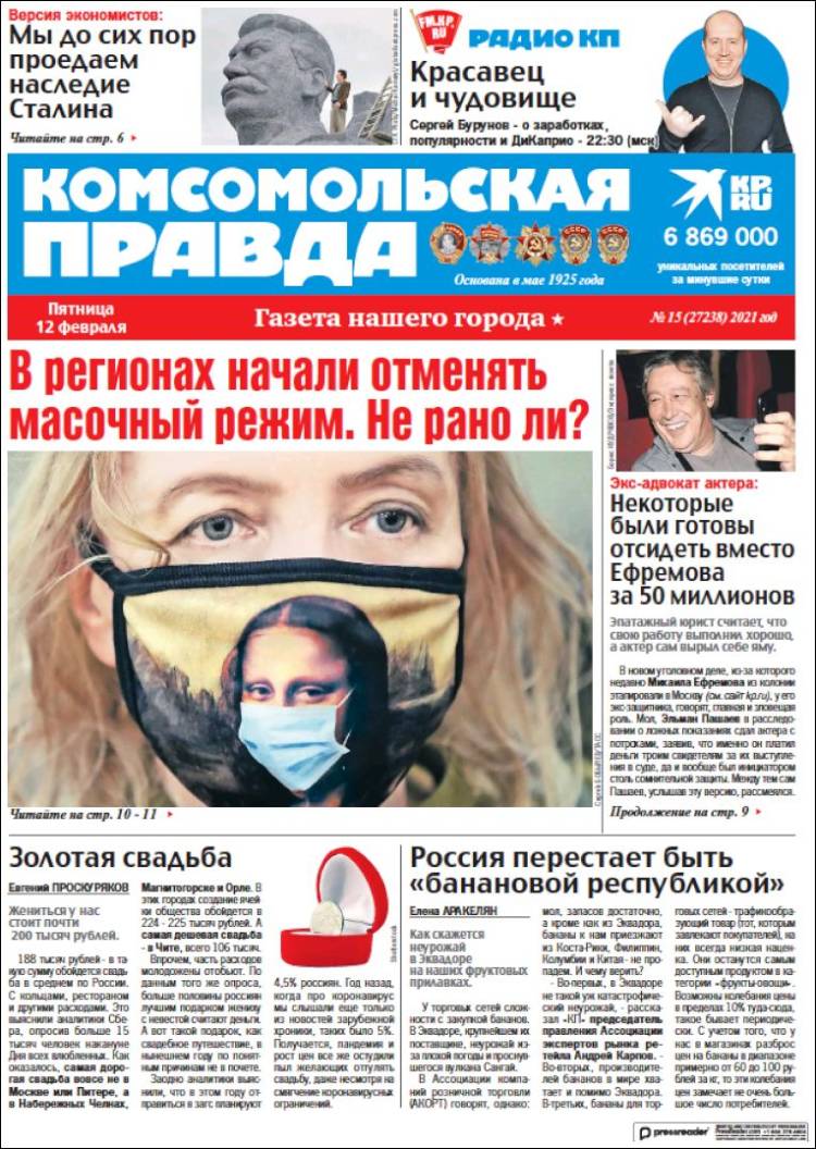 Portada de Komsomolskaya Pravda (Russie)