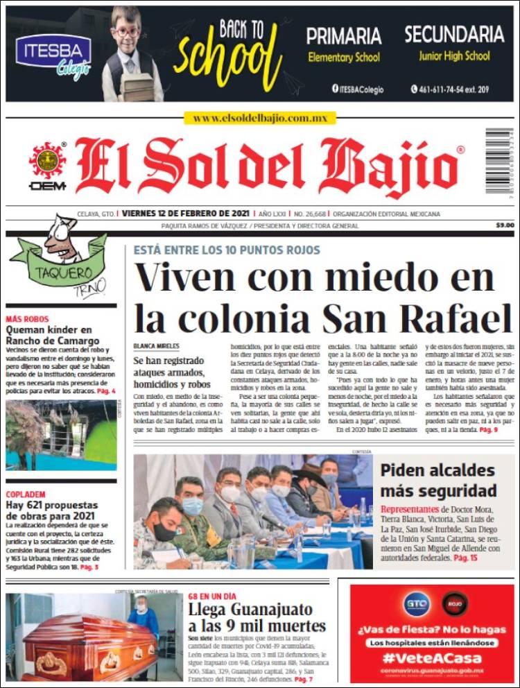 Portada de El Sol del Bajio (México)