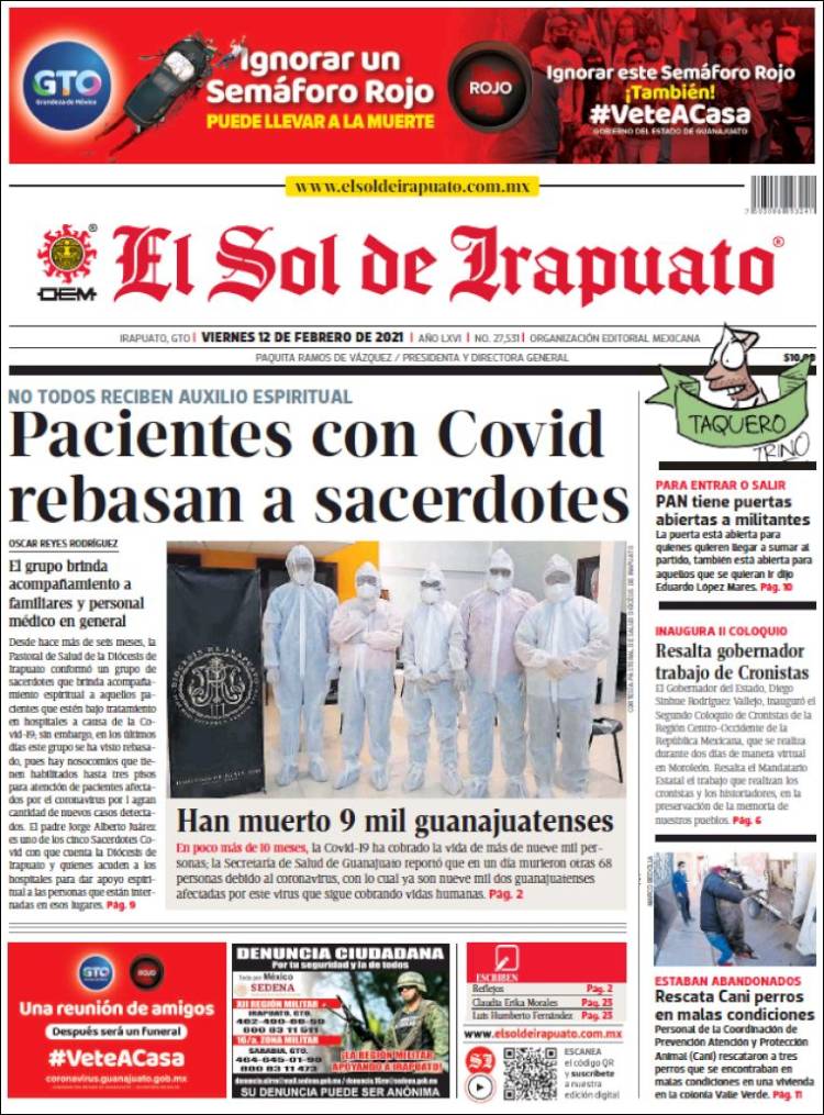 Portada de El Sol de Irapuato (México)