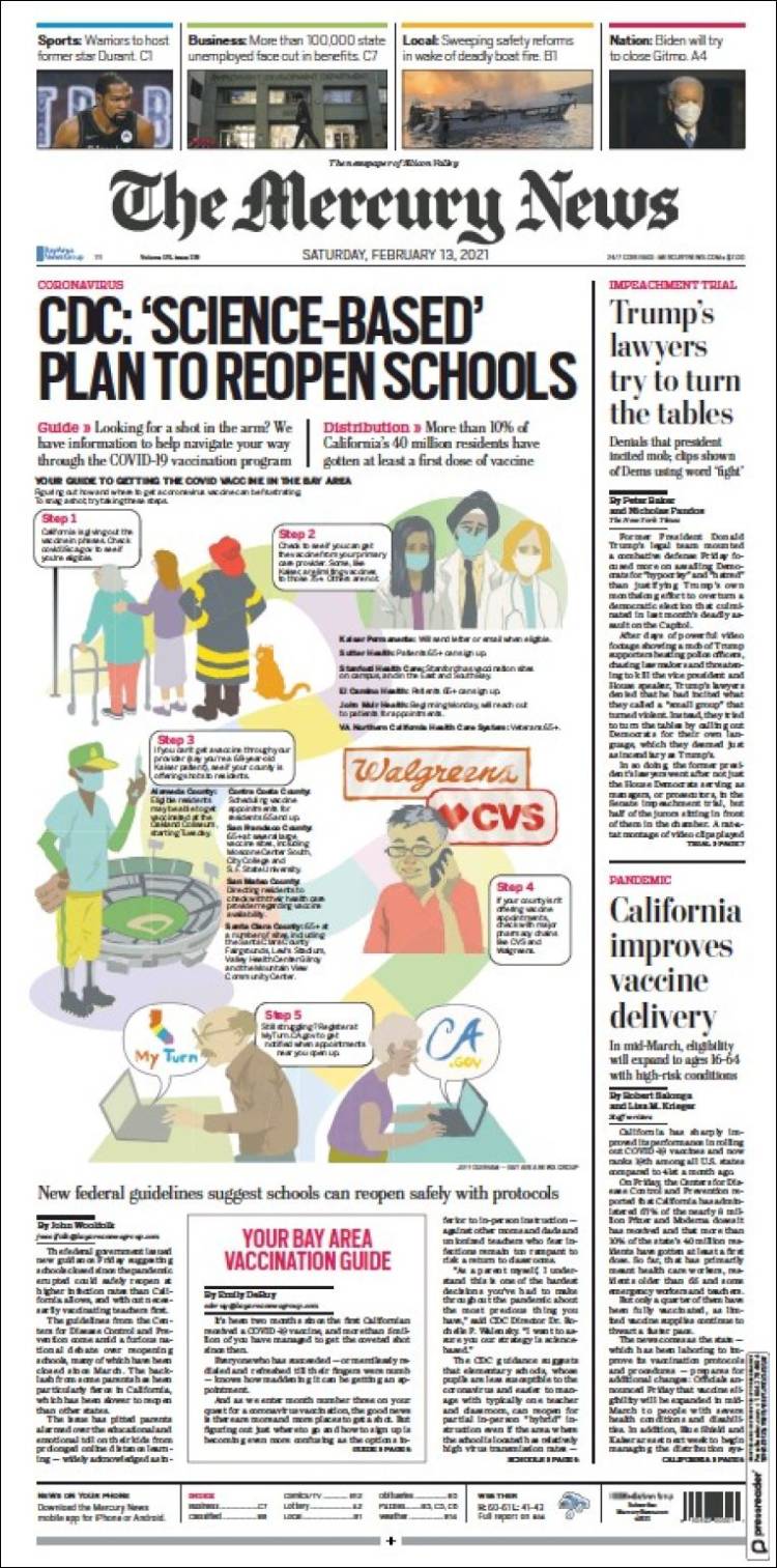 Portada de San Jose Mercury News (USA)