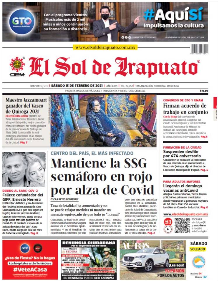 Portada de El Sol de Irapuato (México)