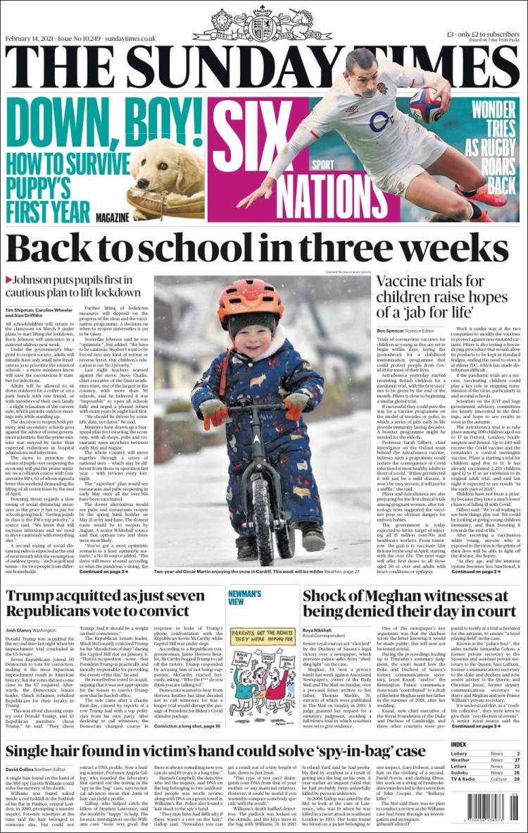 Portada de The Times (Reino Unido)