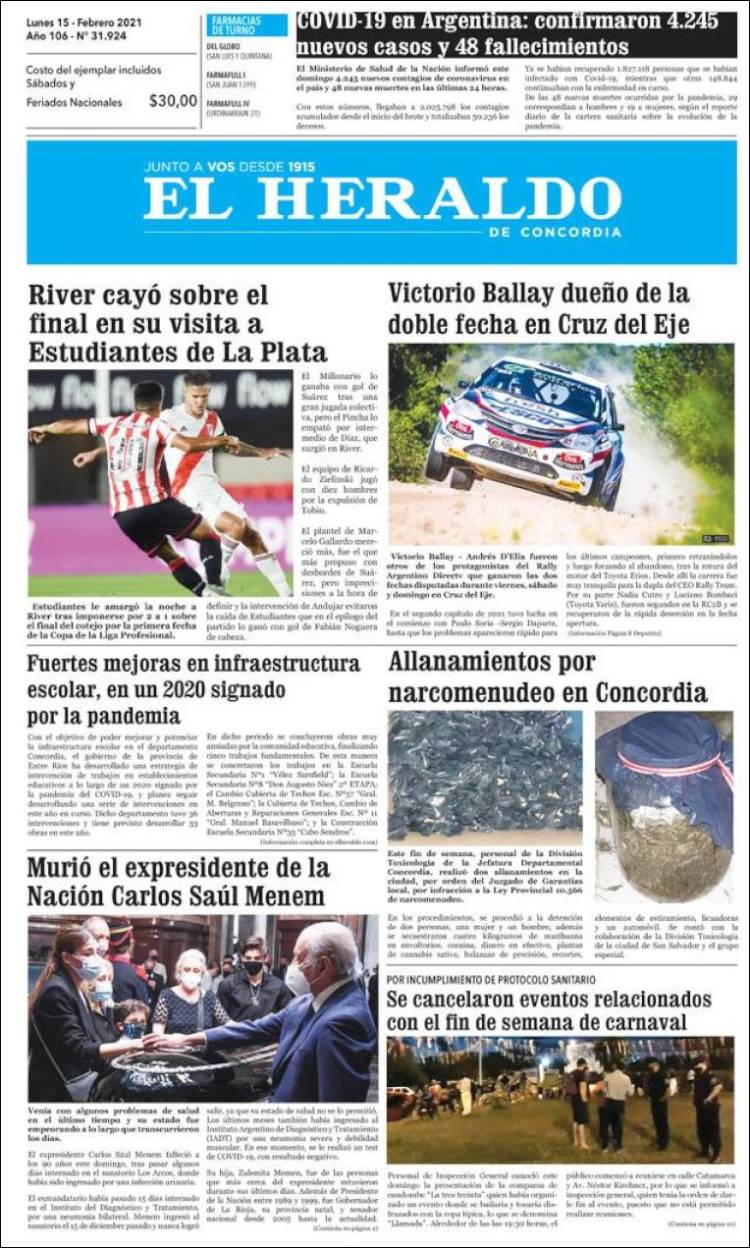 Portada de El Heraldo de Concordia (Argentina)