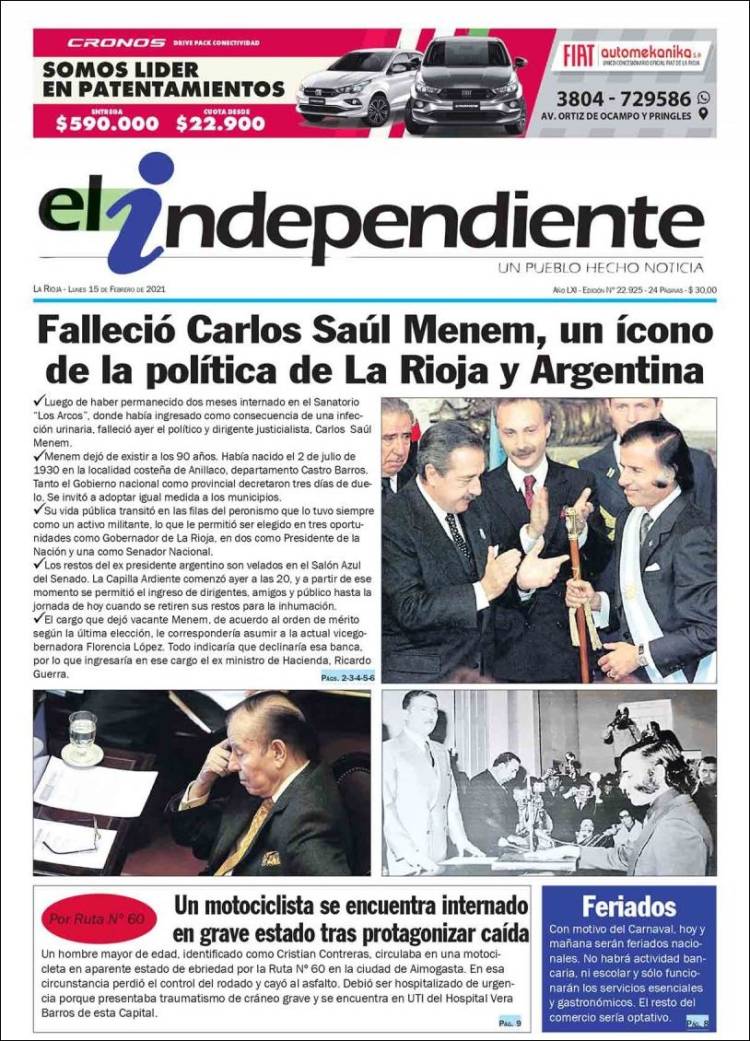 Portada de El Independiente (Argentina)