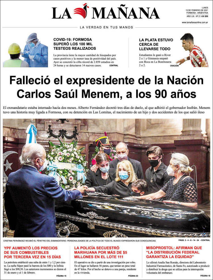 Portada de Diario La Mañana (Argentina)