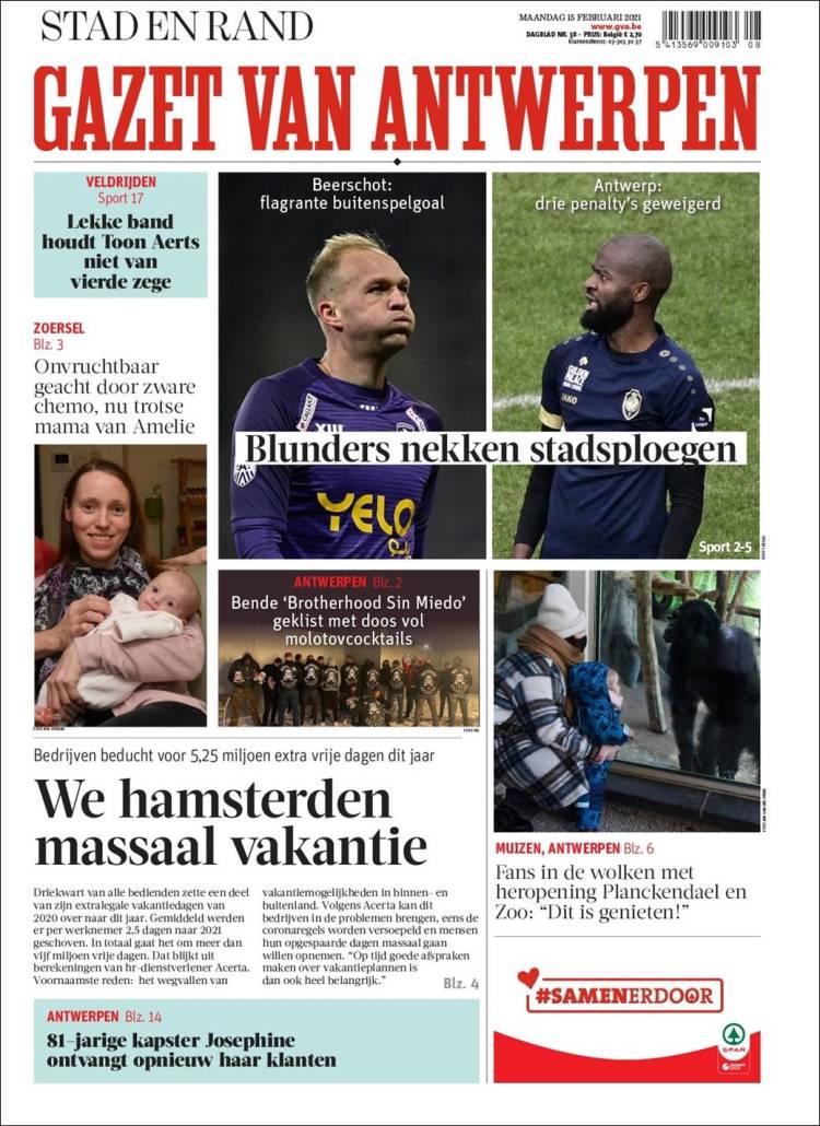 Portada de Gazet van Antwerpen (Belgium)