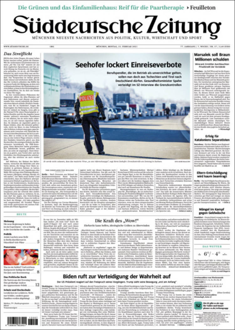 Portada de Sueddeutsche (Germany)