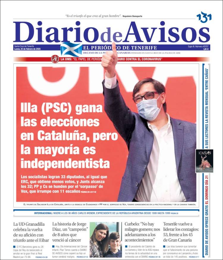 Portada de Diarios de Avisos (Spain)