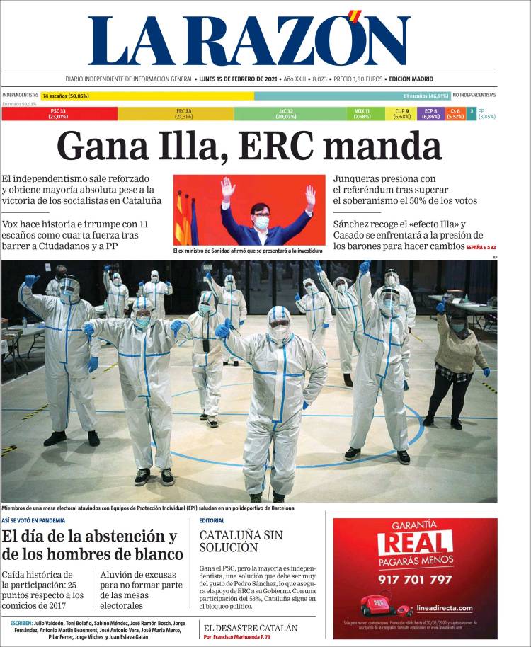 Portada de La Razón (Spain)