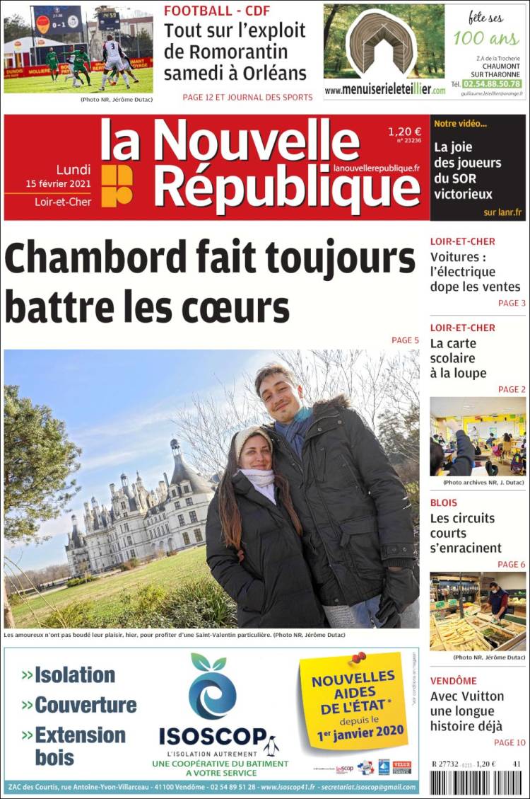 Portada de La Nouvelle Republique (Francia)