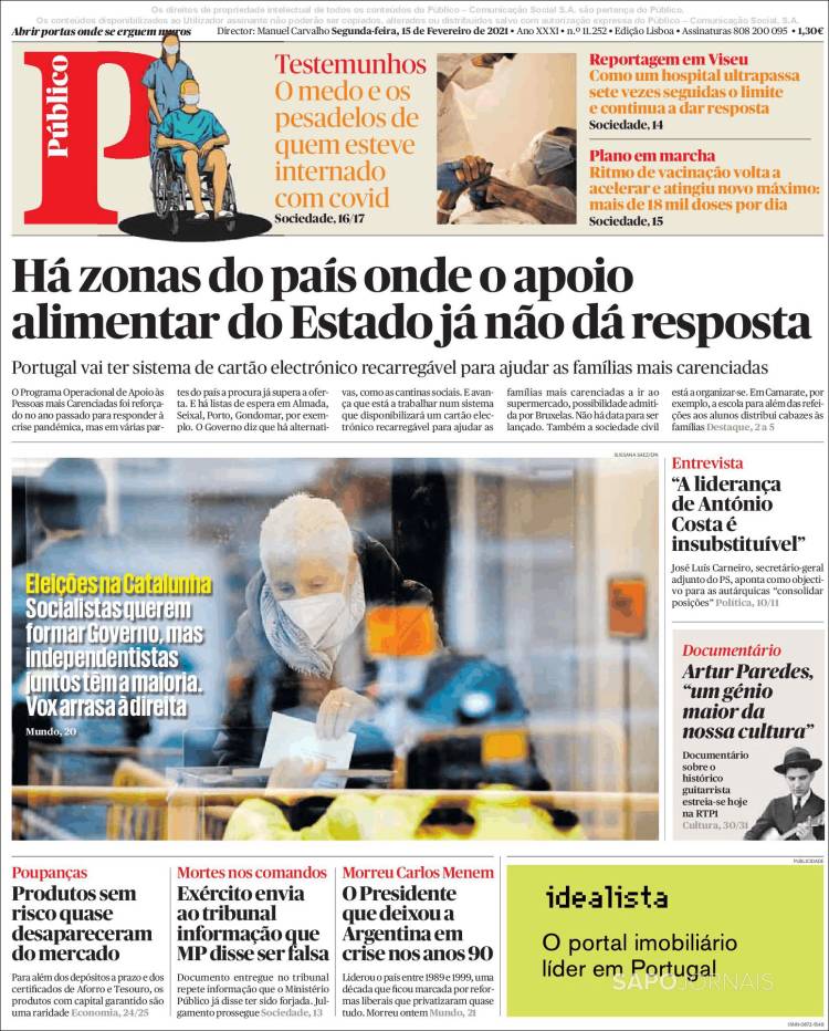 Portada de Público (Portugal)