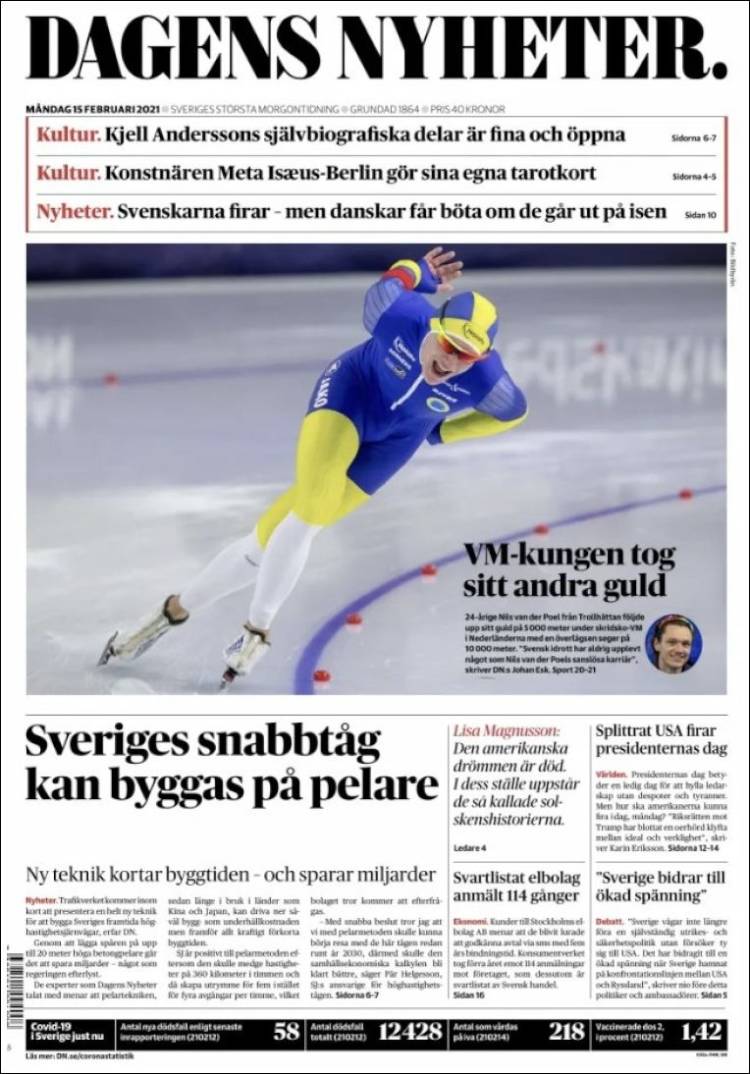 Journal Dagens Nyheter (Suède). Les Unes Des Journaux De Suède. Toute ...