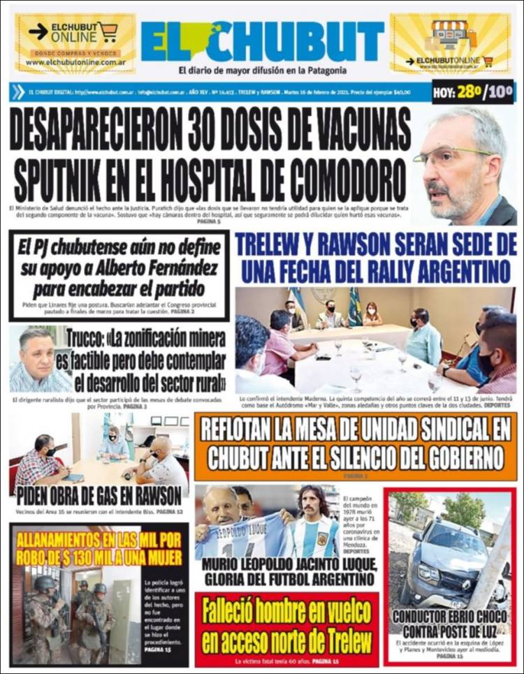 Portada de El Chubut (Argentina)