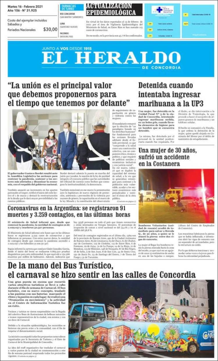 Portada de El Heraldo de Concordia (Argentina)