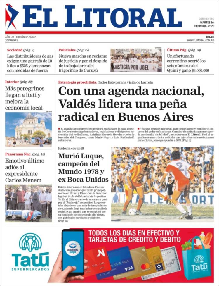 Portada de El Litoral Corrientes (Argentina)