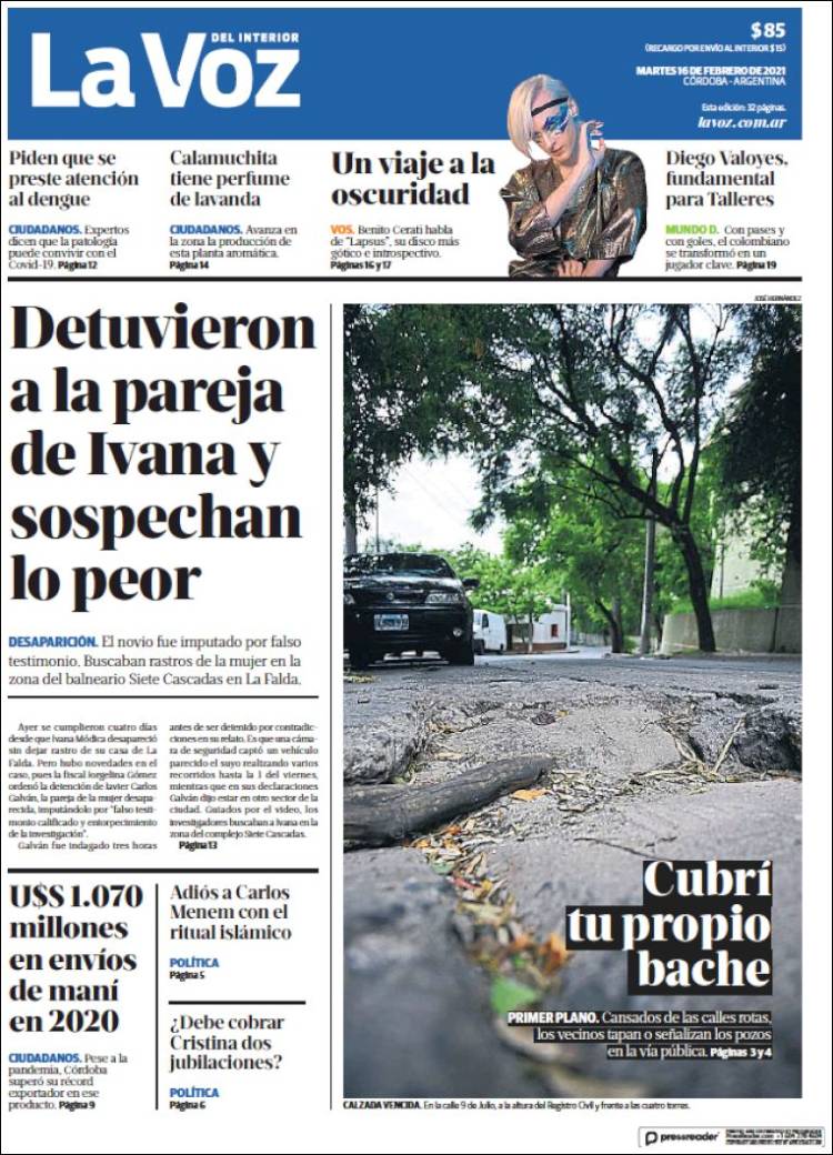 Portada de La Voz del Interior (Argentina)