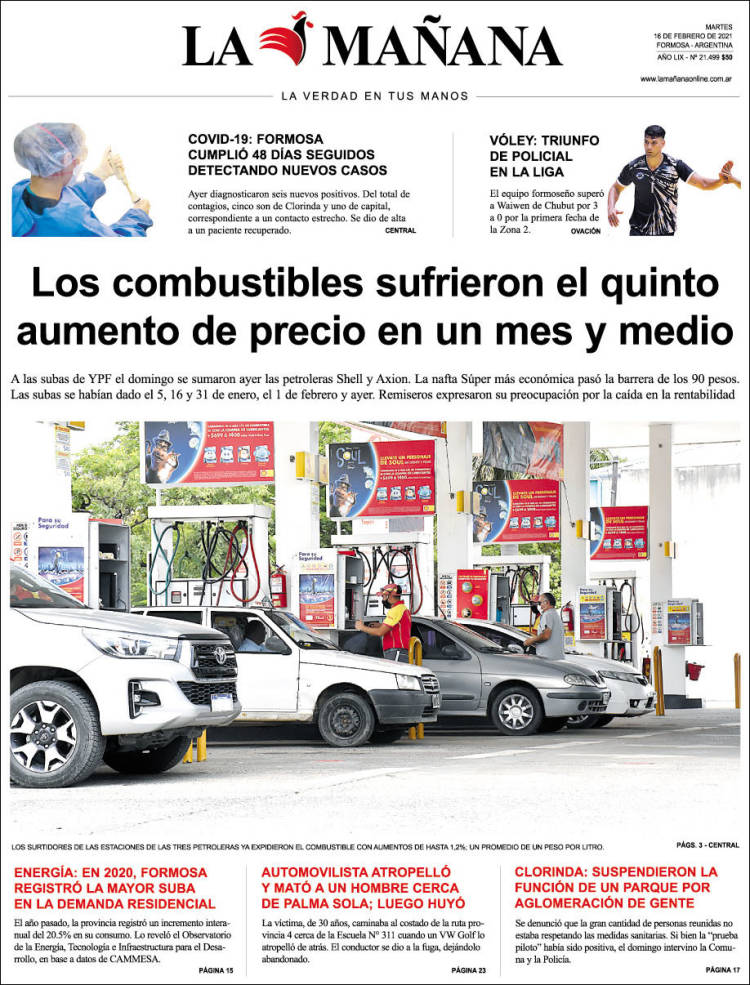 Portada de Diario La Mañana (Argentina)