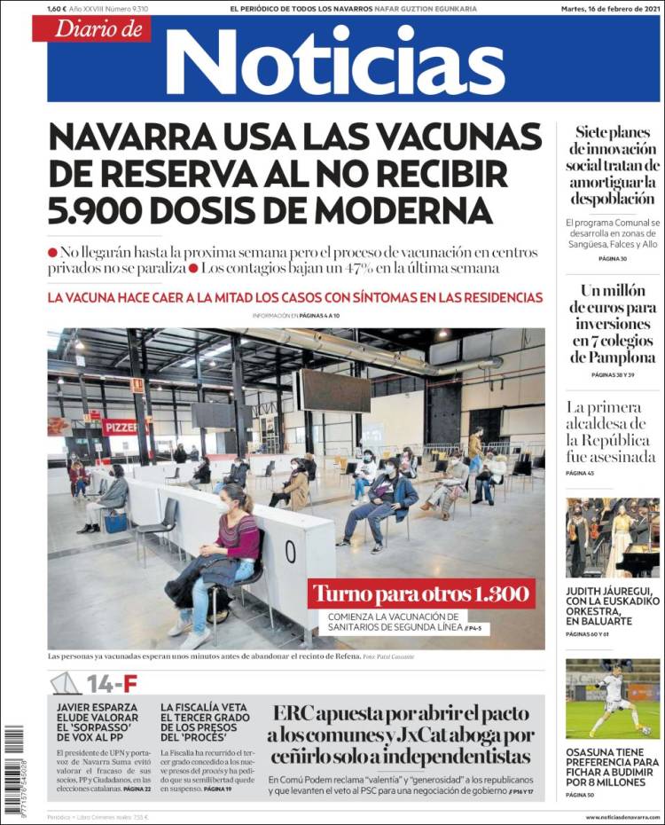 Portada de Noticias de Navarra (España)