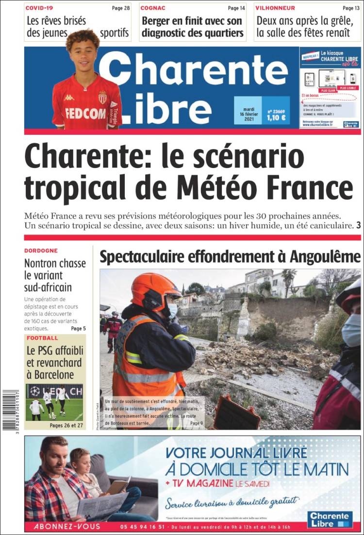 Portada de Charente Libre (Francia)