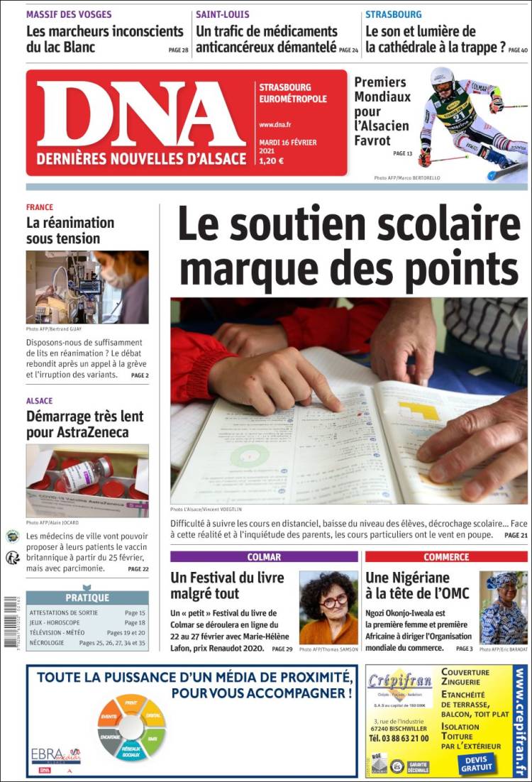 Portada de Les Dernières Nouvelles d'Alsace (France)