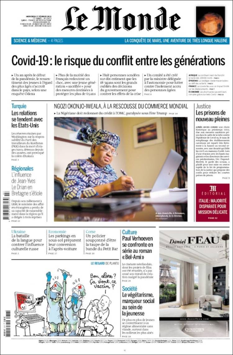 Portada de Le Monde (France)