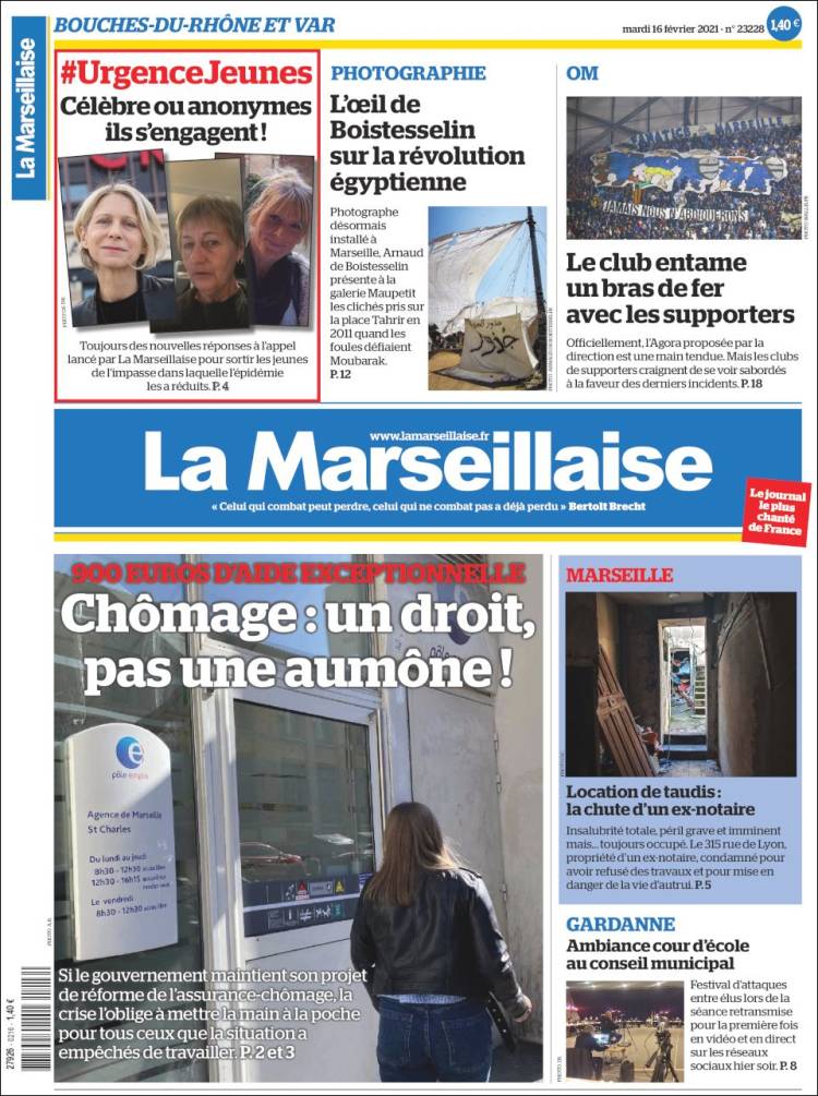 Portada de La Marseillaise (Francia)