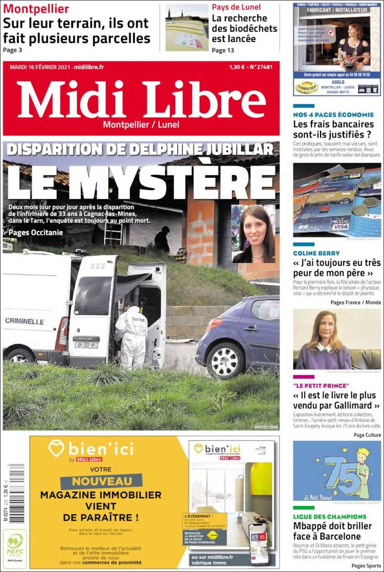 Portada de Midi Libre (Francia)