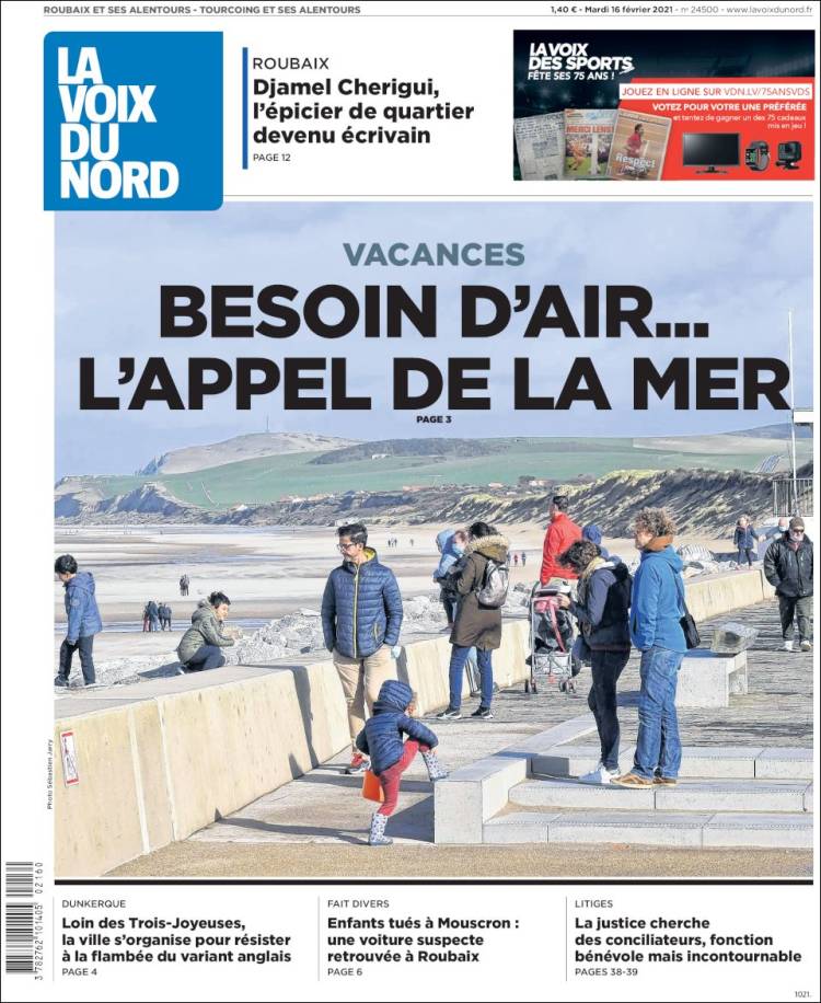 Portada de La Voix du Nord (Francia)