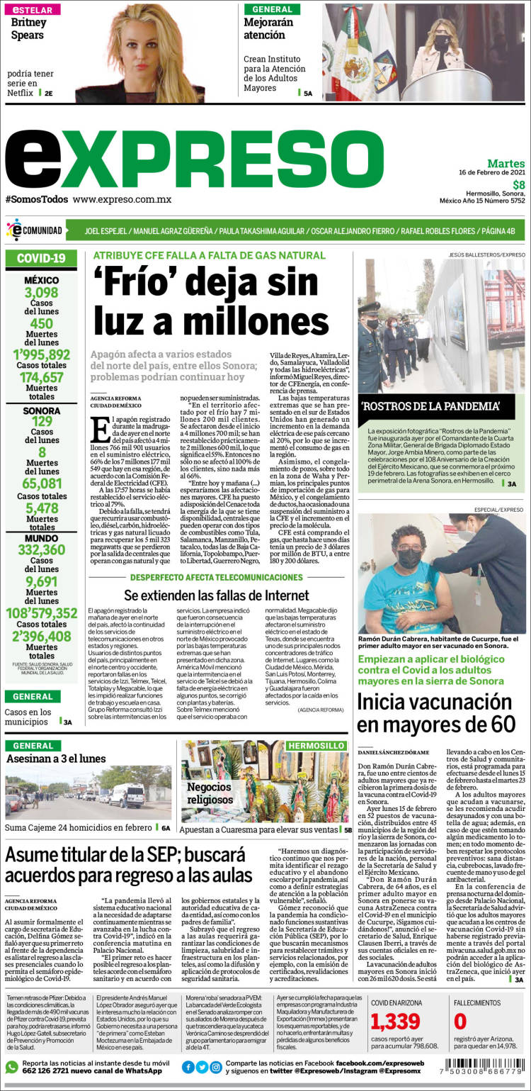 Portada de Expreso (M&eacute;xico)
