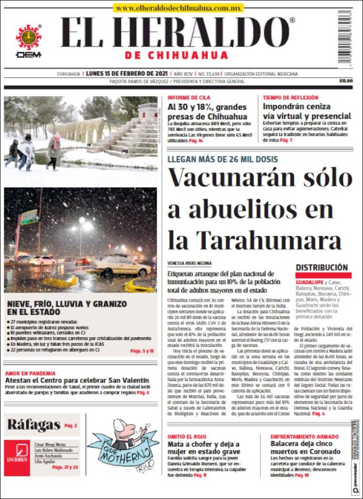 Portada de El Heraldo de Chihuahua (M&eacute;xico)