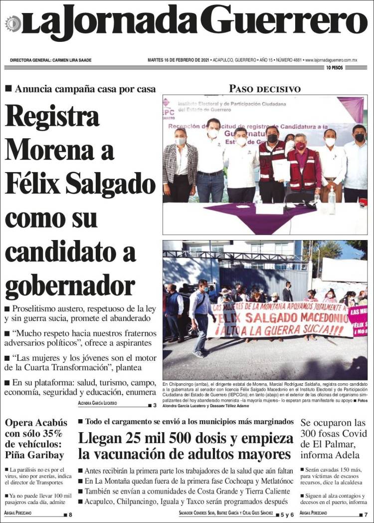 Portada de La Jornada de Guerrero (M&eacute;xico)