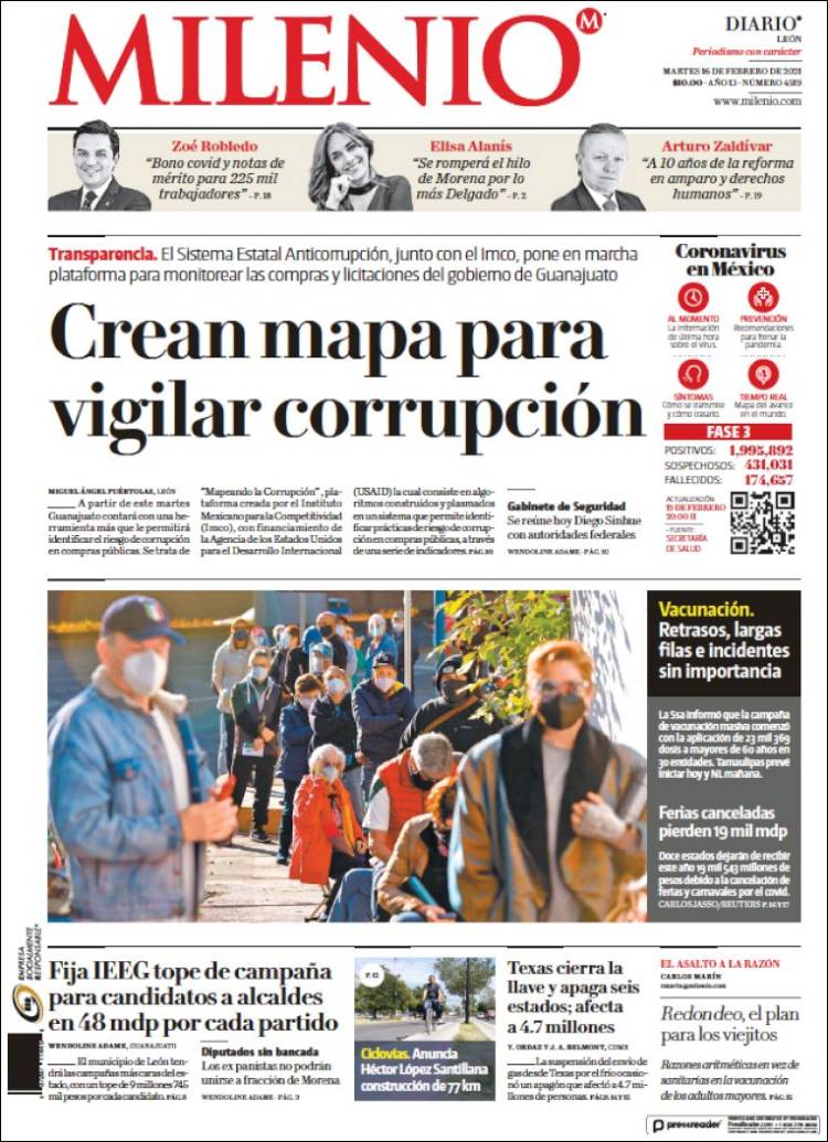 Portada de Milenio de León (M&eacute;xico)